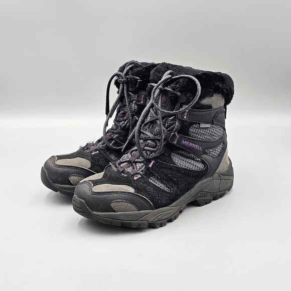 Merrel Women's Size 6.5 US VGC Damson Black Insulated Fleecd Winter Ankle Boots - Picture 3 of 8